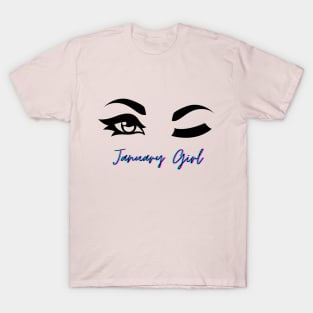 January Girl Winking Eye T-Shirt